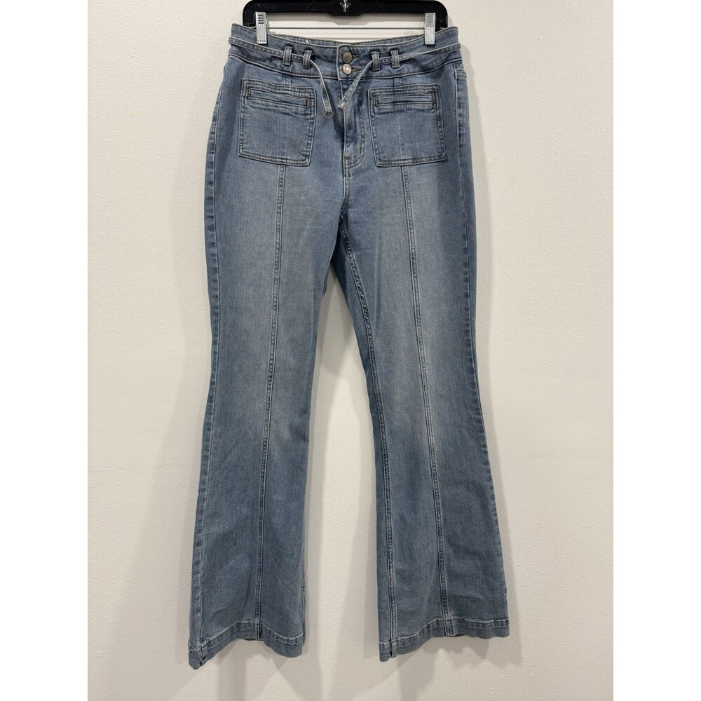 Shyanne Jeans Sz 31 Short Womens Flare Stretch Low Rise Medium Wash Blue Denim